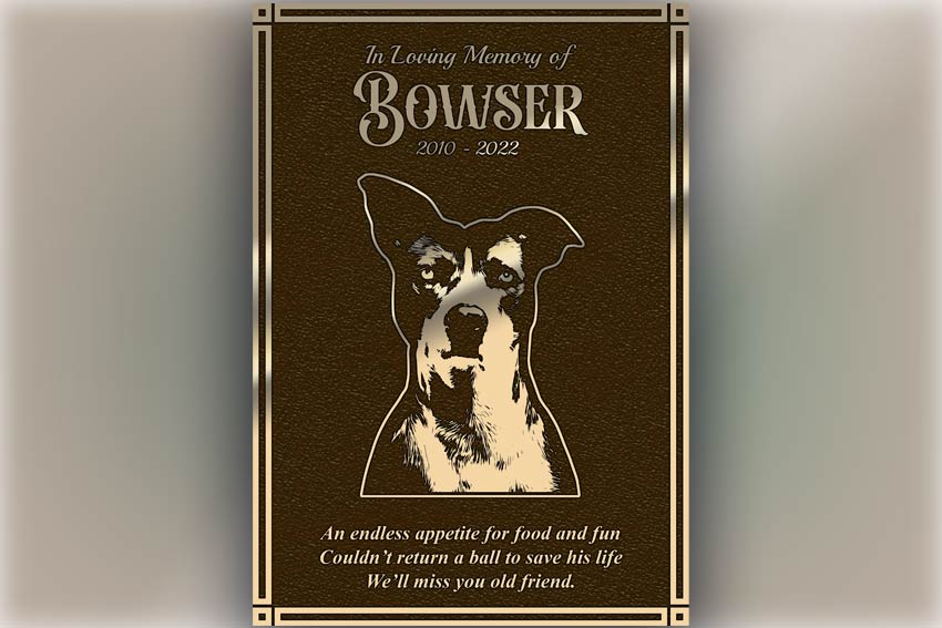 custom motif bronze pet plaque