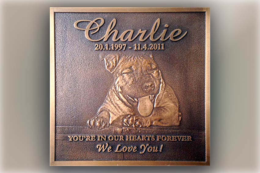 bronze image pet plaque