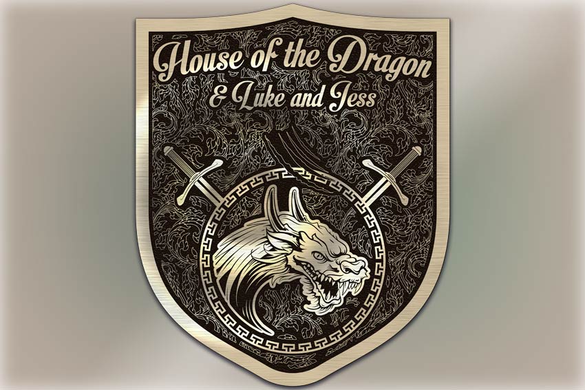 custom shape designer dragon shield plaque