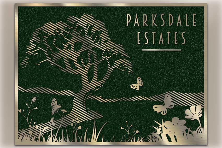 custom design bronze plaque with park theme