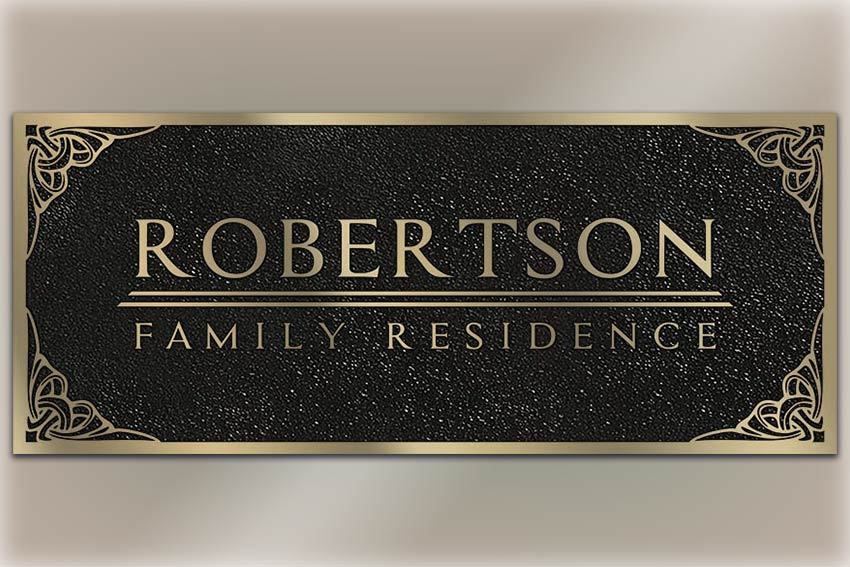 Bronze name plaque for residence