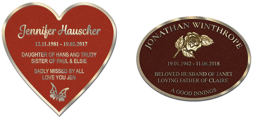 Heart and Oval shape plaques for cremation wall